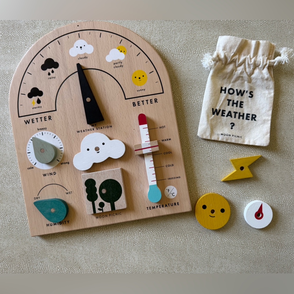 Wooden Weather Station Learning Toy - Natural & Yellow